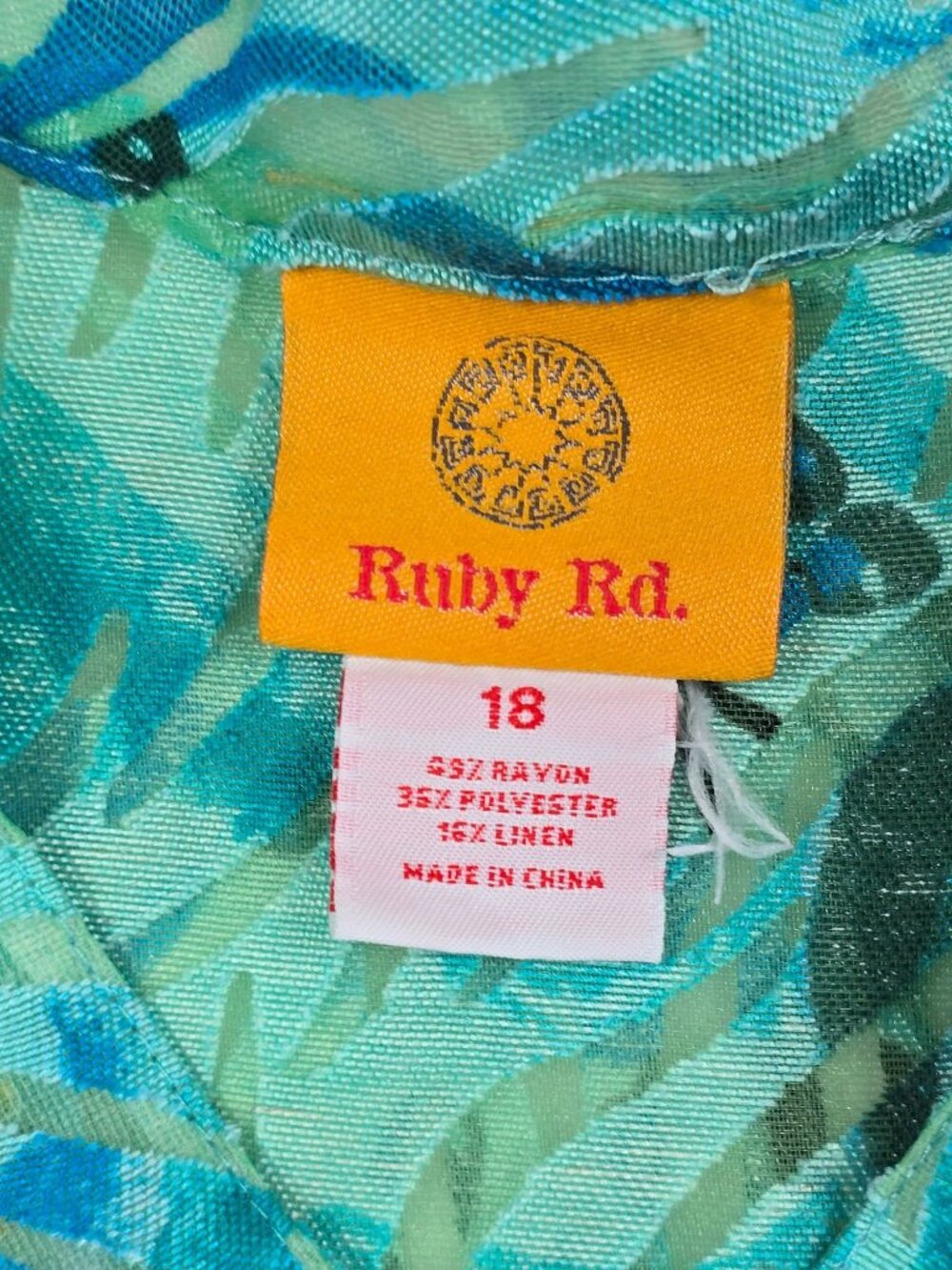 Ruby Rd Size 18 Button-Up Turquoise Blouse - Picture 2 of 4
